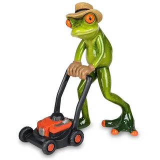 Formano lustige Frösche Figur Frosch mit Rasenmäher Poly 16 cm