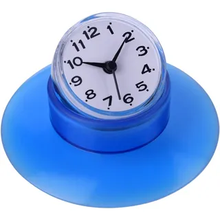 aqxreight wasserdichte Wanduhr mit Großem Saugnapf, Niedliche Mini-Badezimmer-Küchenspiegeluhr, Ideale Duschuhr-Dekoration für Zuhause (Blue)
