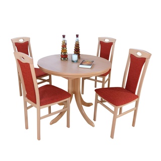 moebel-direkt-online Essgruppe »Birde«, (Spar-Set, 5-tlg., Auszugs-Esstisch mit 4 Stühlen), Tisch mit 4 Stühlen orange