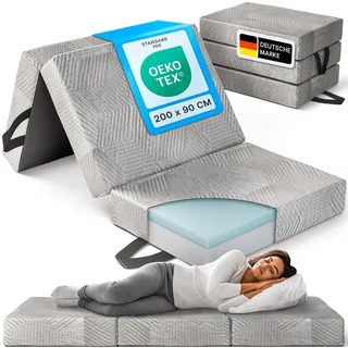 gurkler® Komfort Klappmatratze 90x200 x 15 cm - Memory Foam - Gästebett und Faltmatratze als Gästematratze - Bequem & waschbar