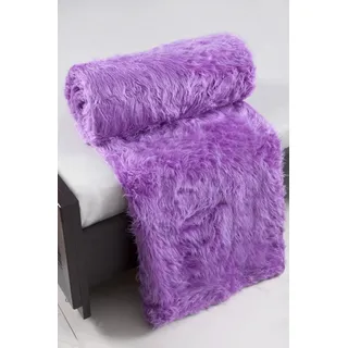 DecoKing 150x200 violett Tagesdecke Bettüberwurf Decke Kuscheldecke flauschig kuschelig haarig langflor Zotteldecke Flauschdecke Heimdecke Plaid Wohndecke Sofadecke Langflor - Zottel - Optik Purple