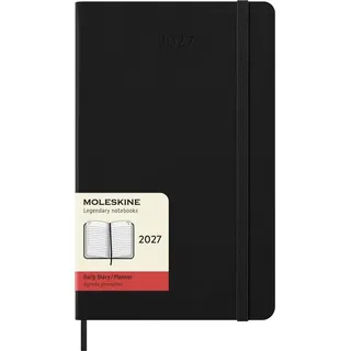 Moleskine Tageskalender 12 Monate Large/A5 1 Tag/Seite fester Einband Schwarz 2027