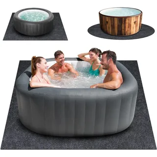 Aoebwpwi 80 * 80 Zoll (203 x 203 cm) Whirlpool-Matte, extra große aufblasbare Whirlpool-Unterlage für draußen und drinnen, wasserdicht, rutschfeste Rückseite, saugfähige Spa-Pool-Bodenschutz-Matte (80