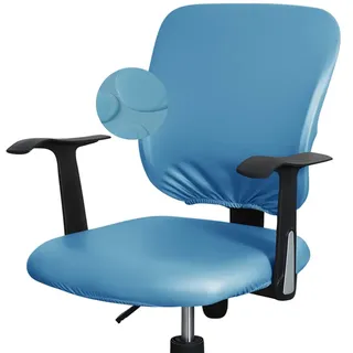 Bestenrose Bürostuhl Stuhlhussen Bezug PU Leder Stuhlbezug Bürostuhl wasserdichte Stretch Stuhlüberzug Stuhl Husse für Computer Armlehnen Stühle (Blau, Packung mit 2 Stück)