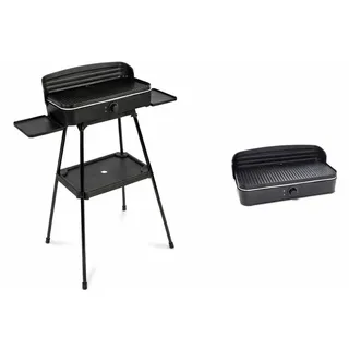 2in1 Elektrogrill Tischgrill Elektrisch Balkongrill Standgrill Barbeque Grill - Schwarz