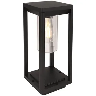 GLOBO LIGHTING LED Sockelleuchte, LED wechselbar, warmweiß, Garten-laterne Wegbeleuchtung draußen Aluminium in Schwarz, Höhe 35cm schwarz