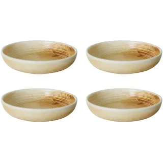 HKliving - Chef Ceramics tiefer Teller, Ø 21,5 cm, rustic cream/brown (4er-Set)