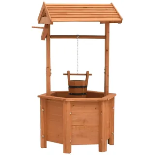 Susany Wunschbrunnen-Pflanzkübel mit Dach Holz-Pflanzkübel Gartenbrunnen Holzbrunnen Dekobrunnen 40x40x84 cm Tannenholz