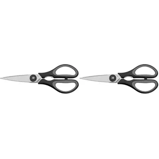 WMF Touch Küchenschere 21 cm, Haushaltsschere mit Sägeschliff, Schere Küche, Cromargan Edelstahl, Softgriff, schwarz (Packung mit 2)