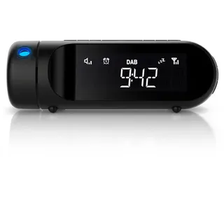 BEARWARE Radiowecker Projektionswecker mit DAB+ Radio, digital, Küchenradio mit Projektion FM, DAB Plus Radio mit 20 Speicherplätzen, Wecker, 4 Helligkeitsstufen schwarz