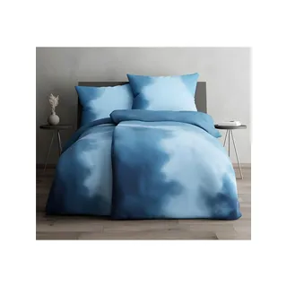 GRUND Paradi Wendebettwäsche Satin Petrol/Blau 155 x 200 cm + 80 x 80 cm