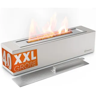 flammtal Outdoor Bioethanol Tischfeuer BLOCK aus Beton, Hochwertiger Tischkamin mit verstellbarer Flamme – Tischkamin für Balkon, Terrasse & Garten - Hellgrau