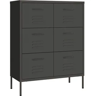 vidaXL Schubladenschrank mit 6 Schubladen Sideboard Kommode Anrichte Schrank Beistellschrank Mehrzweckschrank Anthrazit 80x35x101,5cm Stahl