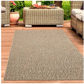 Carpetia Outdoorteppich In- & Outdoorteppich Jute-Look, rechteckig, Höhe: 5 mm, robuste Struktur wetterfest & pflegeleicht beige 80 cm x 150 cm x 5 mm