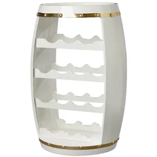 riess-ambiente Weinregal BODEGA WHITE 65cm weiß / gold, Einzelartikel 1-tlg., Esszimmer · Holz · 14 Flaschen · Weinfass · Modern Design weiß