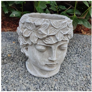 Aspinaworld Gartenfigur Kopf als Blumentopf 16 cm wetterfest grau