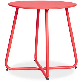 Homestyle4u Beistelltisch Gartentisch Ø 44,5 x 44,5 cm Rot