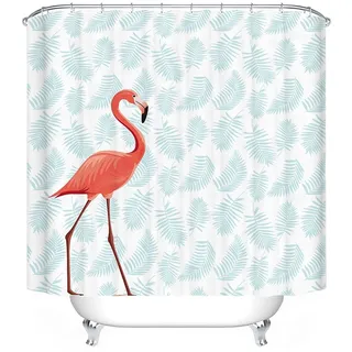 Fgolphd Flamingo Duschvorhänge Pink 180x200 Textil 120x200 Grüne180x180 200x240 Bunt Strand,100% Polyester,Shower Curtains Wasserdicht (14,180 x 200 cm)