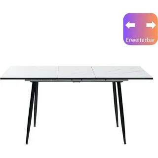Urban Meuble ESSTISCH Weiß Marmormuster rechteckig ausziehbar 120-160/80/75cm