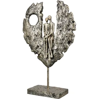 Dekofigur GILDE "Skulptur Paar im Herz" Dekofiguren Gr. B/H/T: 21 cm x 34 cm x 8 cm, goldfarben Deko-Objekte