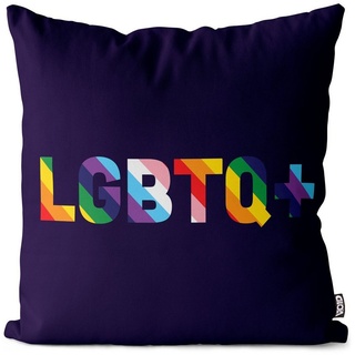 Kissenbezug, VOID (1 Stück), LGBTQ Banner Regenbogen Schriftzug progress Gay pride flag parade clu bunt 60 cm x 60 cm