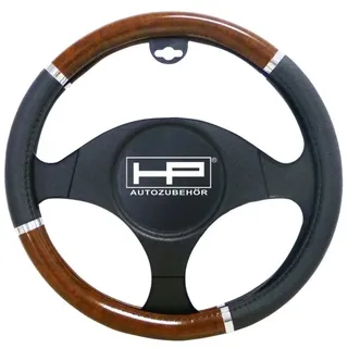 HP Autozubehör Lenkradbezug (Ø x H) 39 cm x 4 cm Polyurethan (PU) 3-farbig, Schwarz, Holz, Aluminium 37 - 39 cm