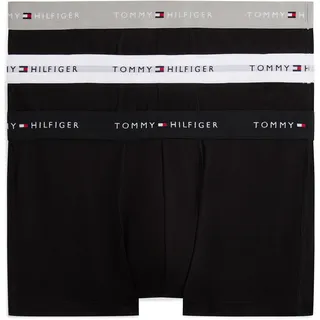 Trunk "TRUNK 3 PACK", Herren, Gr. XL (54), 3 Stk., grau heather, weiß, schwarz, Jersey, Obermaterial: 95% Baumwolle, 5% Elasthan, TOMMY HILFIGER UNDERWEAR, körpernah, Unterhosen, mit kontrastfarbenem Logobund