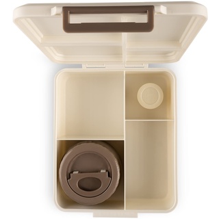 Citron - Grand Lunchbox mit 4 Fächern für Kinder - inklusive 1 Thermos-Lebensmittelglas und 1 Saucenbehälter | auslaufsichere und BPA-freie Lunchbox für Kinder - Zitrone