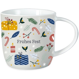 Grafik-Werkstatt Kaffeetasse mit Spruch 300 ml | Porzellan-Tasse Weihnachten | Frohes Fest