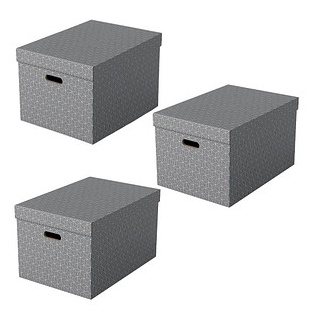 3 Esselte Home Aufbewahrungsboxen 50,0 l grau 35,5 x 51,0 x 30,5 cm