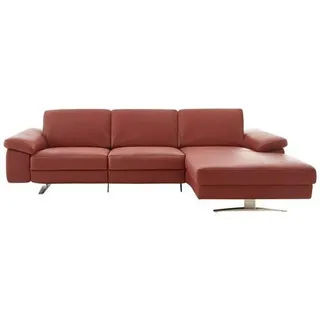Koinor Ecksofa, Rot, Leder, Echtleder, Anilinleder, 4-Sitzer, Ottomane rechts, L-Form, 287x174 cm, Goldenes M, Dgm, erweiterbar, Typenauswahl, Fußauswahl, Lederauswahl, Stoffauswahl, Hocker erhältlich, Rücken echt, individuell planbar, Wohnzimmer, Sofas & Couches, Wohnlandschaften, Ecksofas