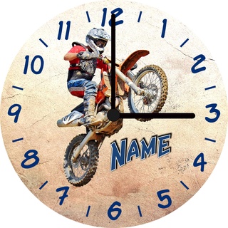 Print Equipment (18.74) Wanduhr Glasuhr - 29 cm - Motorrad Motorsport Motorcross Speedway - gern auch mit Namen