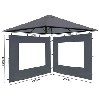 Quick Star Ersatzdach und 2 Seitenteile für Pavillon 3x3 m Grau