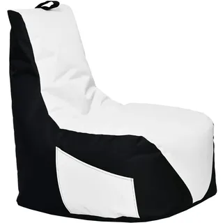 Momiralland Gaming Sitzsack - mit Lehne Sitzkissen - Beanbag - BodenKissen Sessel In- & Outdoor geeignet - Gaming mit PC Xbox & Playstation (Schwarz - Weiß, Sitzsack)