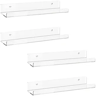 4er-set Unsichtbare, Schwebende Acryl-wandregale – Schwebende Wandregale Für Kinderzimmer, Bibliothek, Gewürzregal, Badezimmer Zur Aufbewahrung Von Kosmetikartikeln, Fotos, Büchern Und Gewürzen