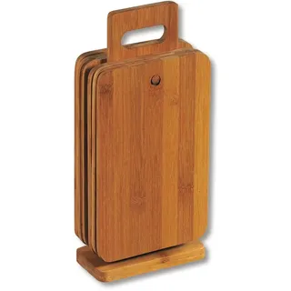 KESPER® Frühstücksbrett Schneidebrett, Bambus, (Set, 6-St), inkl. Ständer beige