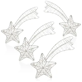 COM-FOUR® 4X Deko Sterne Weihnachten, Weihnachtsdekoration Stern aus Metall, weißer Weihnachtsstern als Aufhänger mit Glitzer