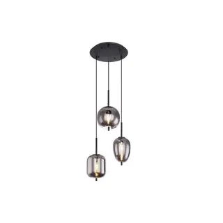 GLOBO Pendelleuchte Blacky schwarz Metall Rauchglas H/D: ca. 120x46 cm E14 3 Brennstellen - Schwarz