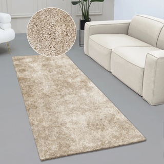 Hochflor-Läufer BRUNO BANANI "Dana Teppich" Teppiche Gr. B/L: 67 cm x 250 cm, 30 mm, 1 St., beige Hochflor-Läufer Brücke, uni, weich, Mikrofaser, Diele, Flur, Wohnzimmer, Schlafzimmer