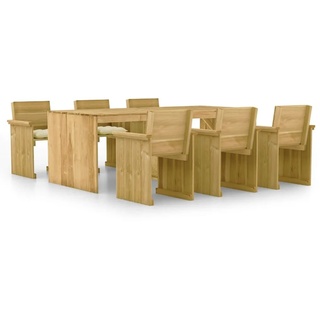 7-tlg. Gartenmöbel Set Sitzgruppe für Garten| Garten-Essgruppe Lounge Set für 6 personen,mit Kissen Imprägniertes Kiefernholz #DE4487