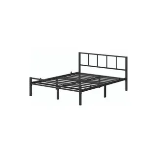 Metallbett 140 x 200 cm, stabiler Bettrahmen mit Kopfteil und Lattenrost, Bettgestell