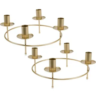 Kerzenring Stabkerzen Kerzenhalter Gold Matt Ø28cm H11cm 2er Set - Eleganter