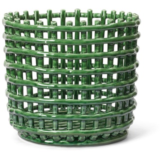 ferm LIVING - Keramik Korb, groß, emerald green