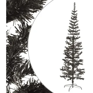 furnicato Künstlicher Weihnachtsbaum Schmaler Weihnachtsbaum aus PVC Schwarz 180 cm Höhe, Kunstbaum mit verstellbaren Ästen und stabilem Stahlständer schwarz 180 cm