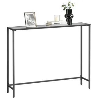 VASAGLE Konsolentisch, mit Glasplatte für modernes Wohnzimmer, tintenschwarz-schiefergrau