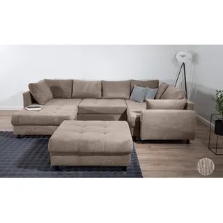 Collection AB Wohnlandschaft Polyester U-Form 2-Sitzer Beige