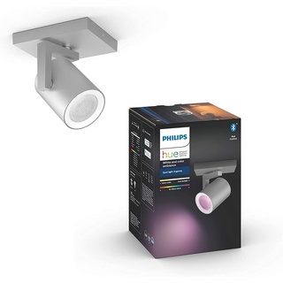 Philips Hue White & Color Ambiance 1 flg. Spot Argenta aluminium 230lm, dimmbar, 16 Mio. Farben, steuerbar via App, kompatibel mit Amazon Alexa (Echo, Echo Dot)