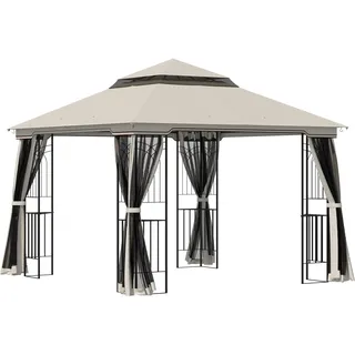 Outsunny Gartenpavillon 3 x 3 m inkl. 4 Seitenteile Beige