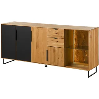 MASSIVMOEBEL24.DE Sideboard 180 x 79 x 43 cm Wildeiche geölt / Beige