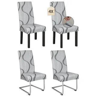 LuxusKollektion Stuhlhusse Stuhlhussen Set elastisch waschbar Universell Graues Schimmern 4